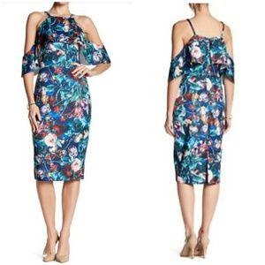 Alexia Admor Floral Cold Shoulder Midi Dress